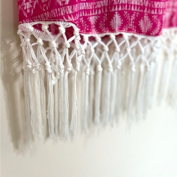 FRANCESCA’S COLLECTION Women's Aztec Sheer Racerback Fringe Swim Coverup M/L - Picture 5 of 11